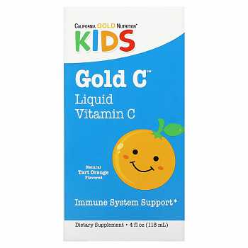 Витамин C (Gold C) в жидкой форме для детей, класса USP, со вкусом апельсина, Калифорния, 118 мл