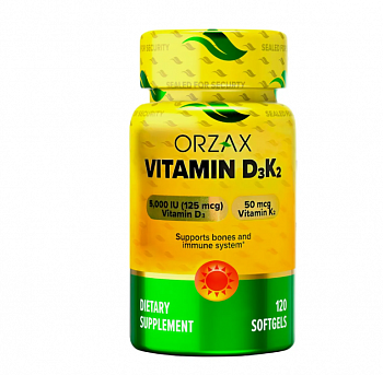 Витамин Д3К2 (VitaminD3K2), Орзакс оушен (Orzax Ocean), 120 капсул