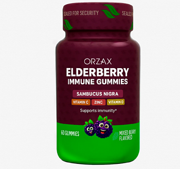 Жевательные мармеладки Иммуно с бузиной (Elderberry Immune Gummies), Орзакс (Orzax), 60 мармеладок