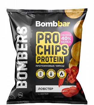 Чипсы цельнозерновые протеиновые со вкусом Лобстер 50гр ТМ BOMBBAR